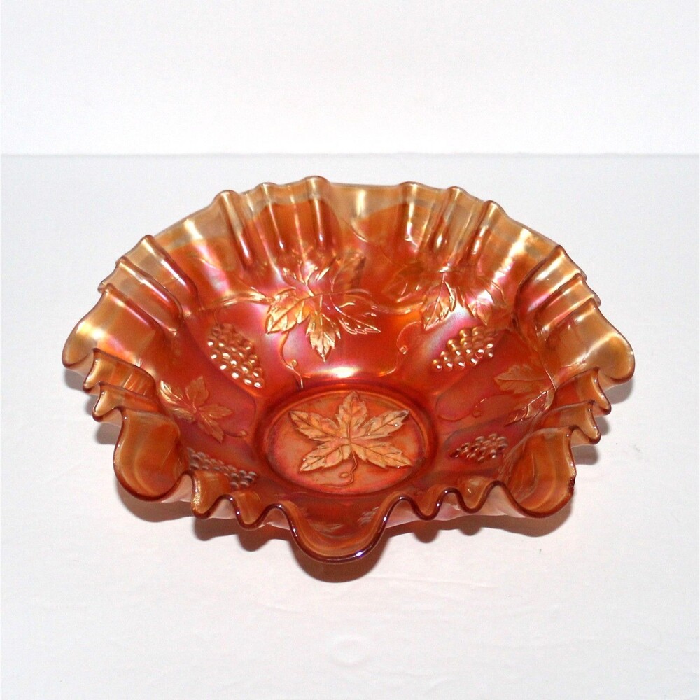 Fenton Grape and Cable Marigold carnival glass bowl iridescent